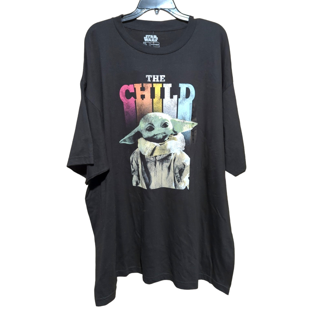 STAR WARS Mandalorian The Child Baby Yoda Grogu Black T-Shirt Men's 3XL NEW